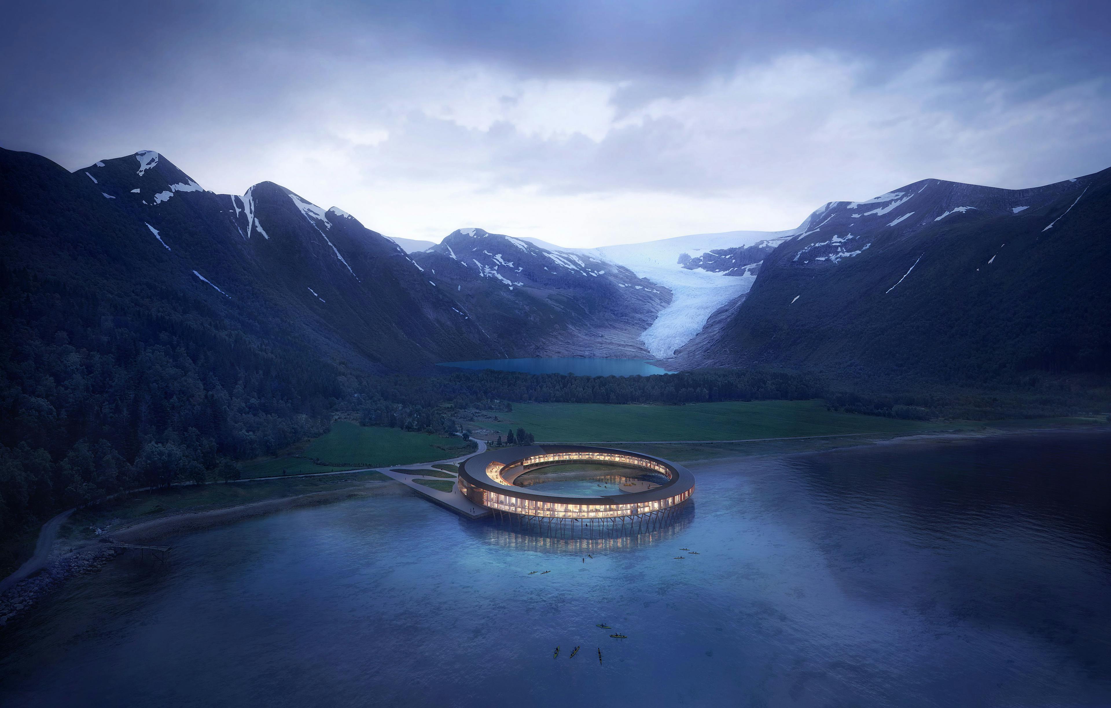The sustainable SVART resort at Norway’s Svartisen glacier.
