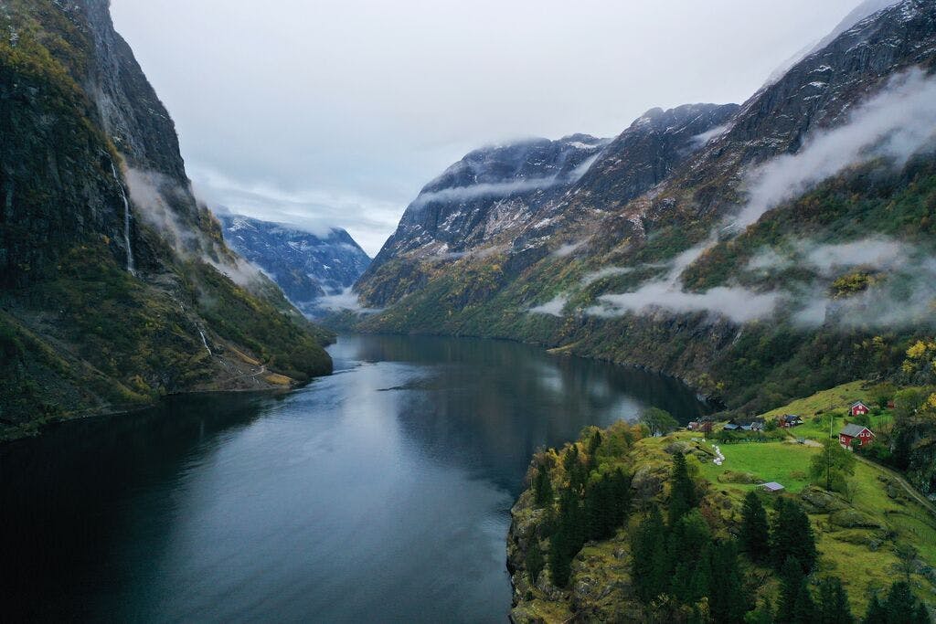 The Nærøyfjord in Gudvangen
