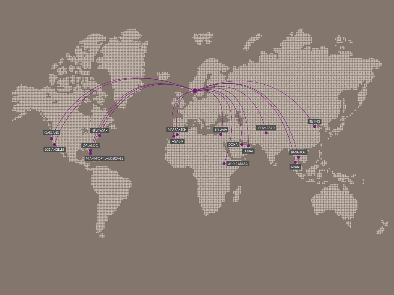 Avinor Oslo Global Flight map 