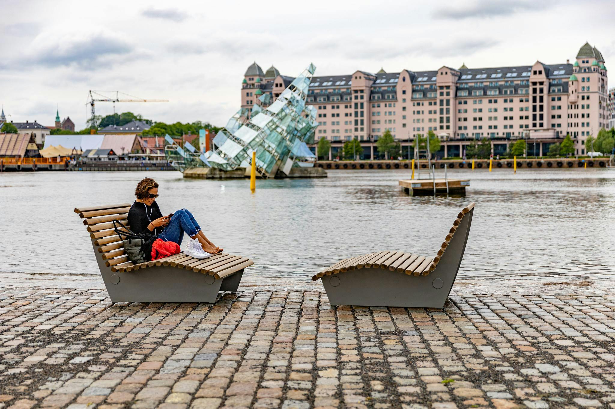 Women relaxing outside in Oslo city