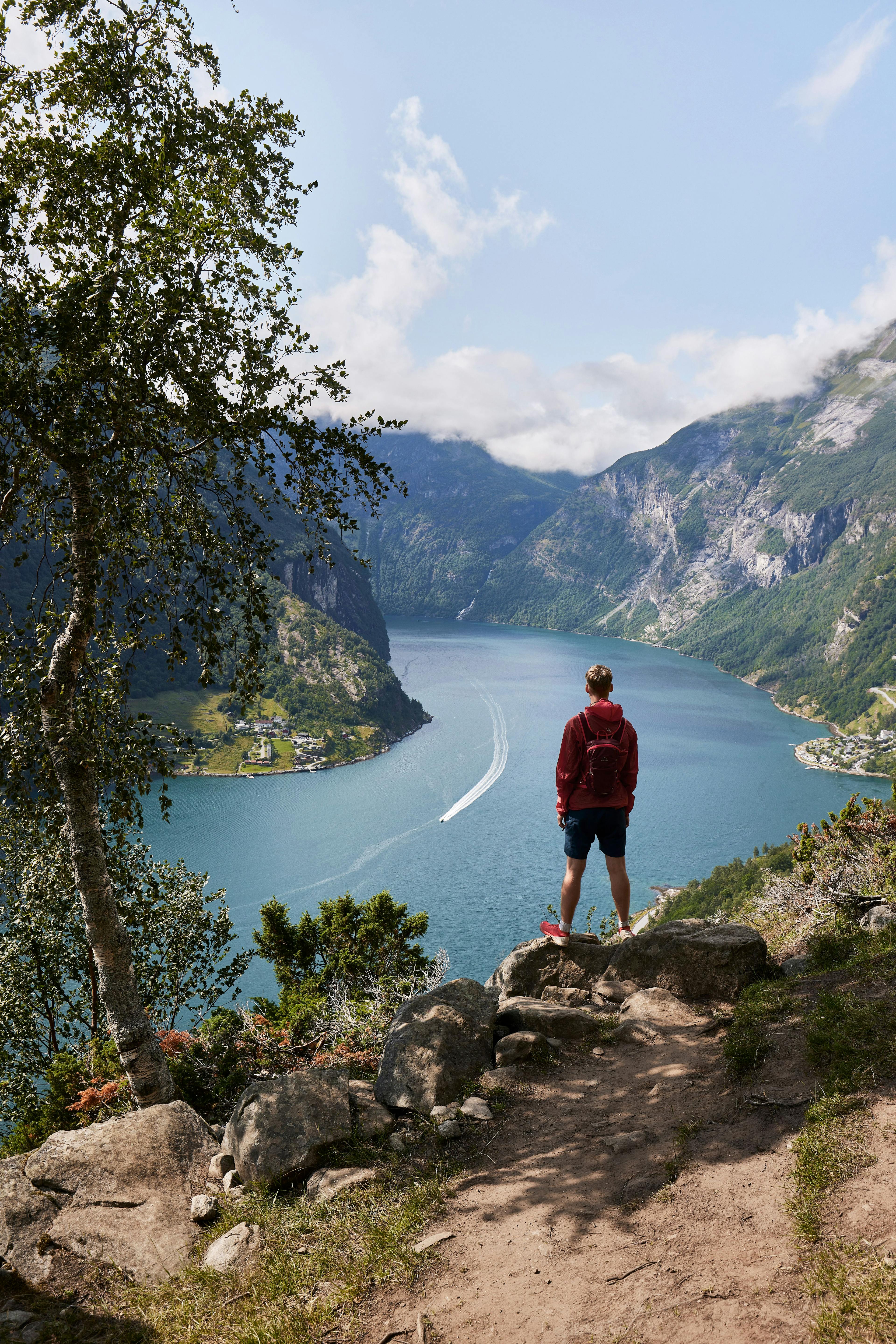 Man overlooking the Geirangerfjord