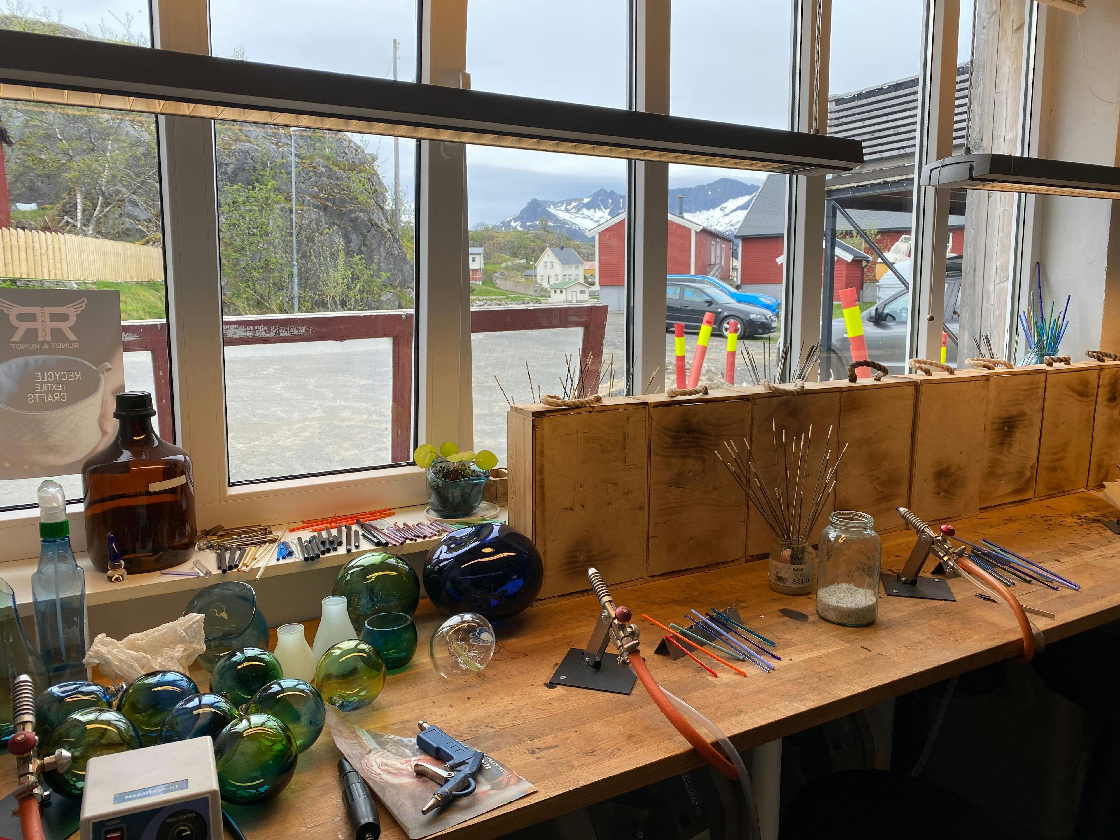 Working table at Lofoten Glass